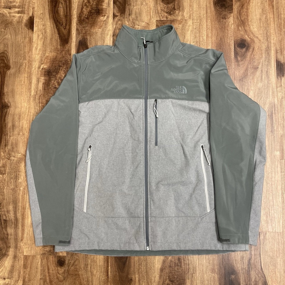 The North Face Apex Bionic Jacket XL Full Zip Soft Shell Gray Green Two Tone